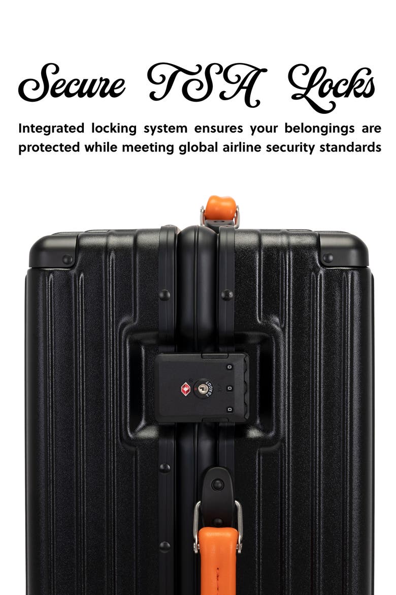 Cross Roads Polycarbonate Carry-on Suitcase with Aluminum Frame, Alternate, color, Black with Orange accents