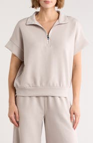 YOGALICIOUS Montclair Short Sleeve Scuba Half Zip Pullover