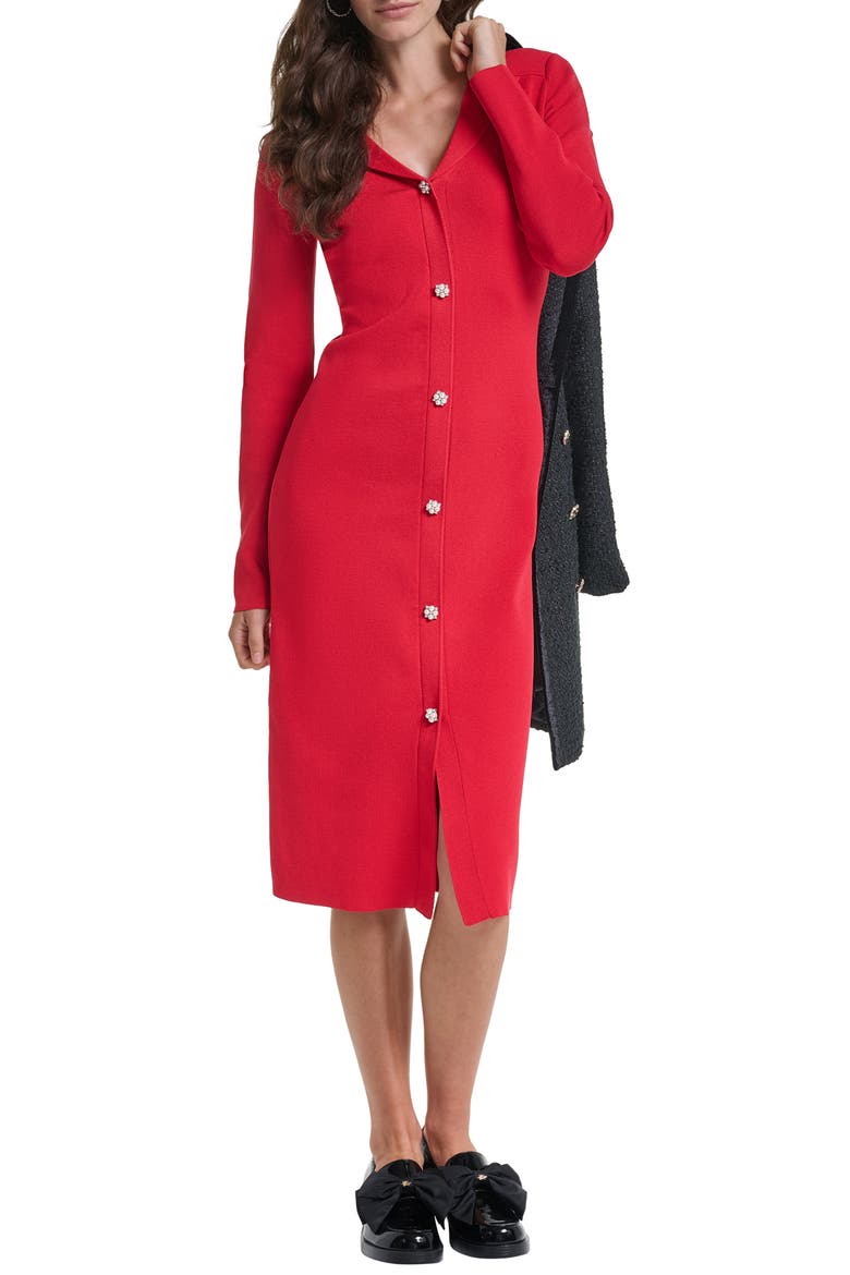 Jewel Long Sleeve Midi Sweater Dress, Alternate, color, ADMIRAL RED