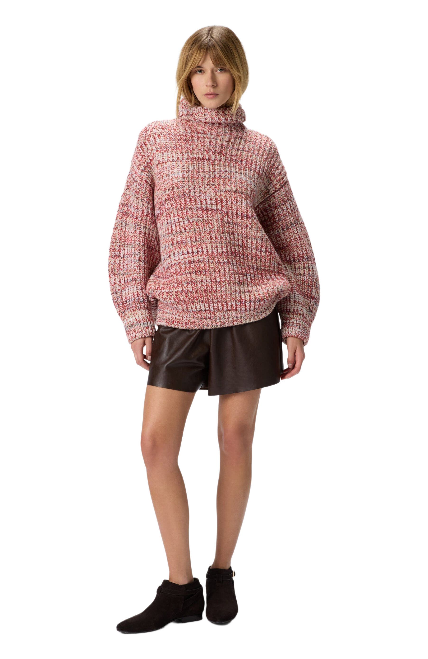 Oversized High-neck Flame Knit Sweater