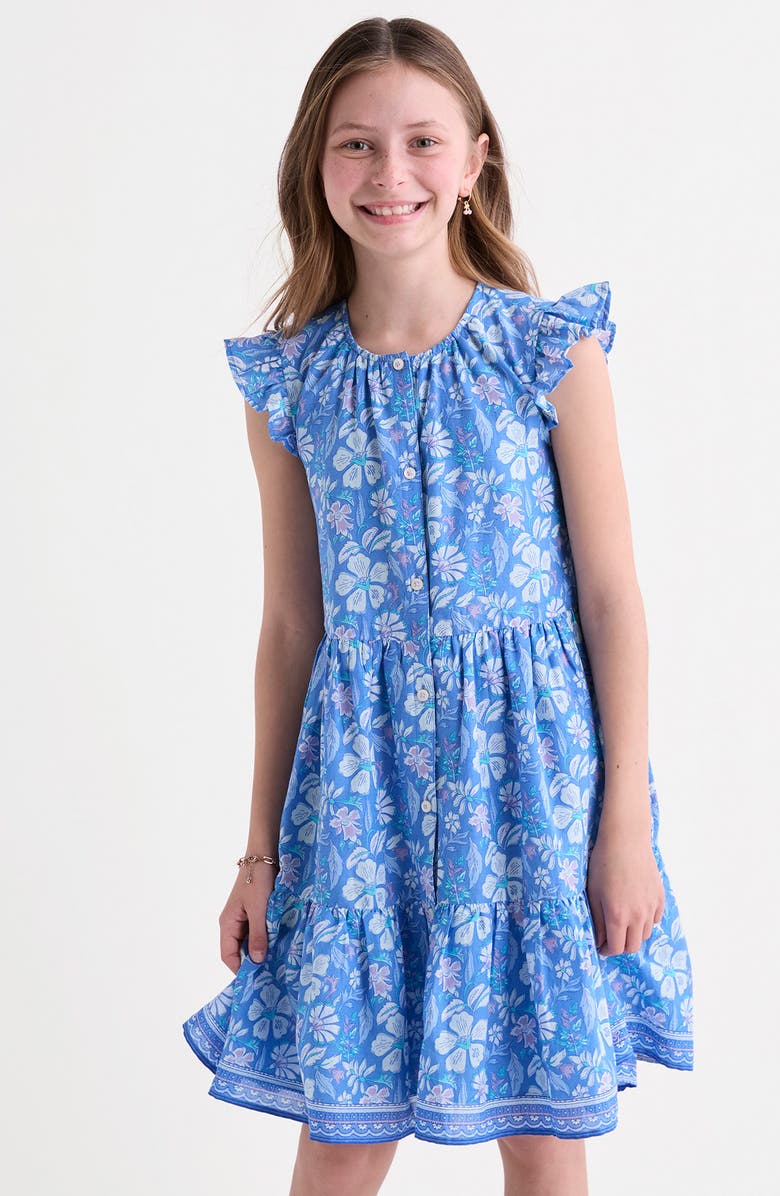 vineyard vines Kids' Evie Floral Dress, Alternate, color, Hibiscus Breaker