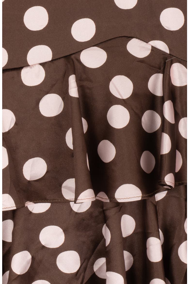 Kids' Polka Dot Satin Party Dress, Alternate, color, BROWN
