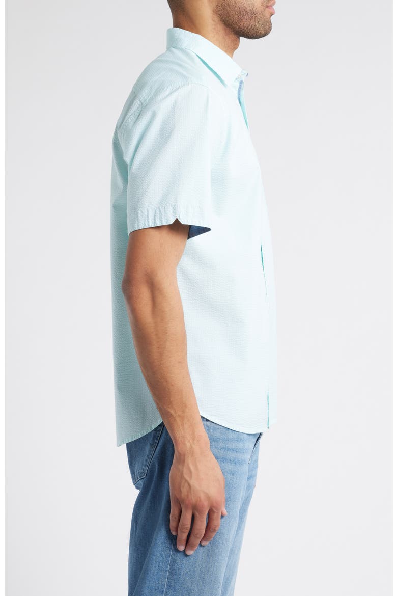 Nova Wave Short Sleeve Seersucker Button-Up Shirt, Alternate, color, AQUARIUS