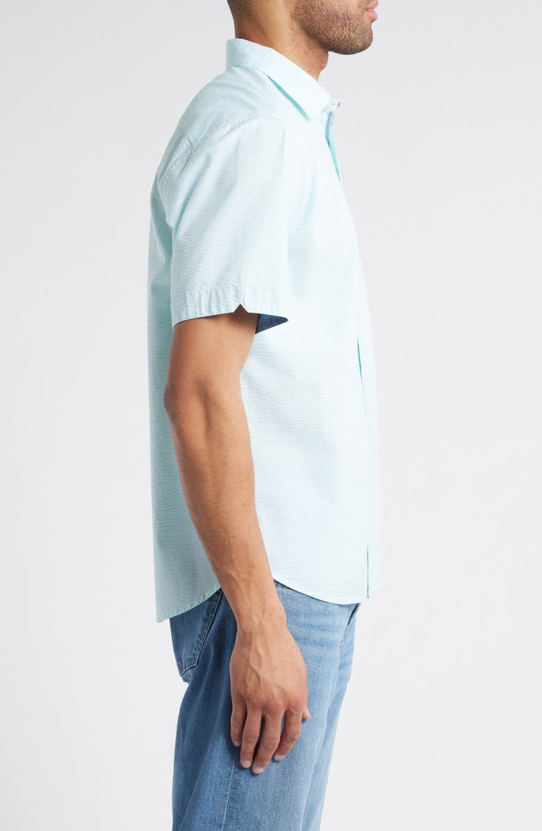 Tommy Bahama Nova Wave Short Sleeve Seersucker Button-Up Shirt, Alternate, color, Aquarius