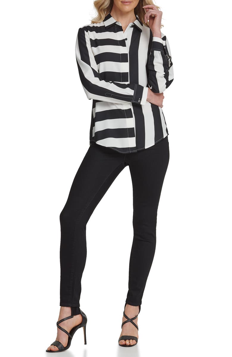 DKNY Stripe Blouse, Alternate, color, 
