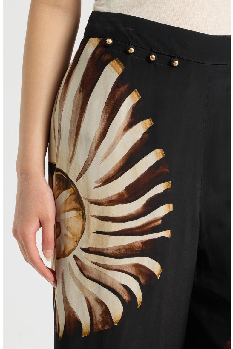Ammonite Placed Print Wide Leg Pants, Alternate, color, BLACK
