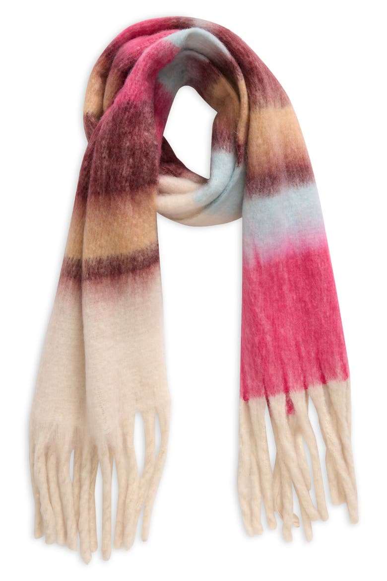 Fringe Blanket Scarf, Alternate, color, BROWN-PINK MULTI STRIPE