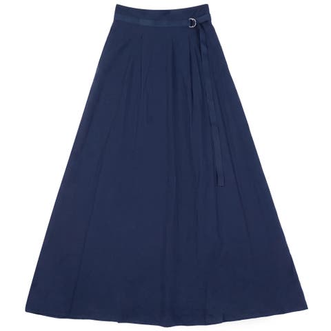 Rayon Maxi Knife Pleated Double D Ring Skirt