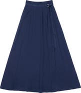 Maxmrkt Rayon Maxi Knife Pleated Double D Ring Skirt