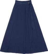 Maxmrkt Rayon Maxi Knife Pleated Double D Ring Skirt