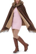 SAACHI Faux Fur Trim Hooded Scarf
