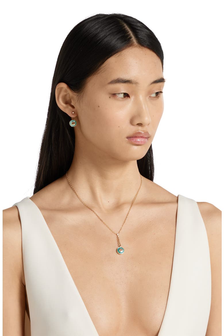 Interlocking GG 18K Gold & Diamond Y-Necklace, Alternate, color, TURQUOISE/ YELLOW GOLD