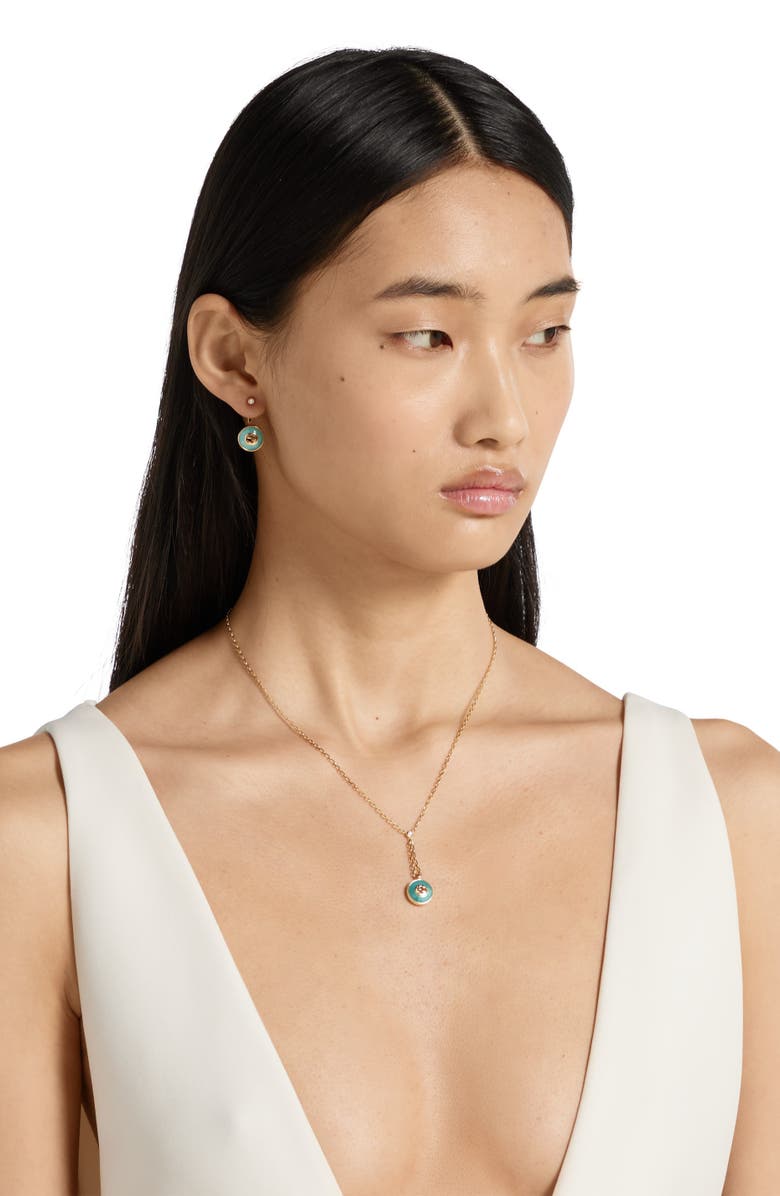 Gucci Interlocking GG 18K Gold & Diamond Y-Necklace, Alternate, color, Turquoise/ Yellow Gold