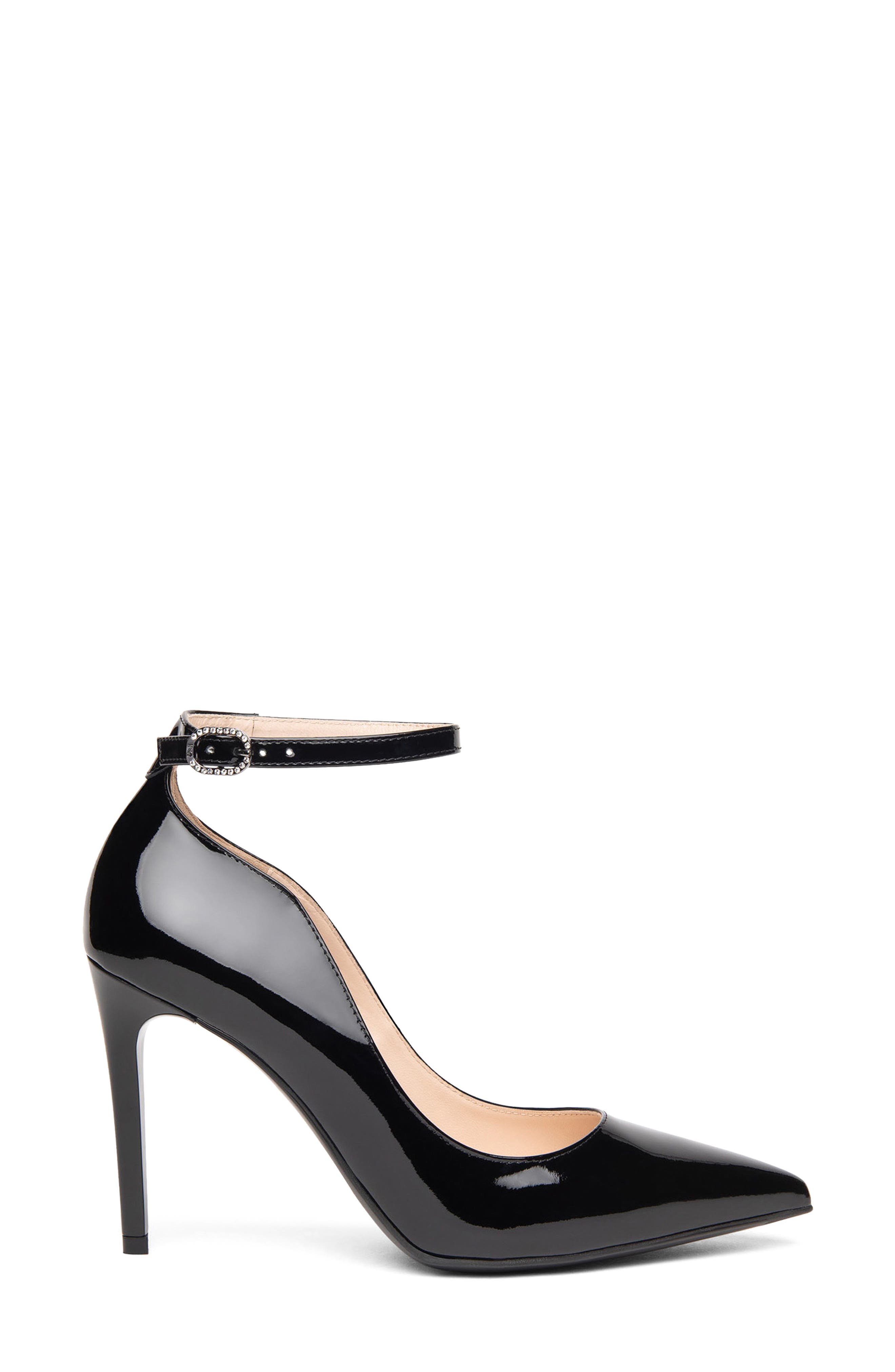 NeroGiardini Ankle Strap Pointed Toe Pump, Alternate, color, Black