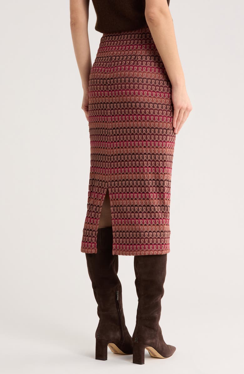 DR2 by Daniel Rainn Crochet Stripe Midi Skirt, Alternate, color, Burgundy