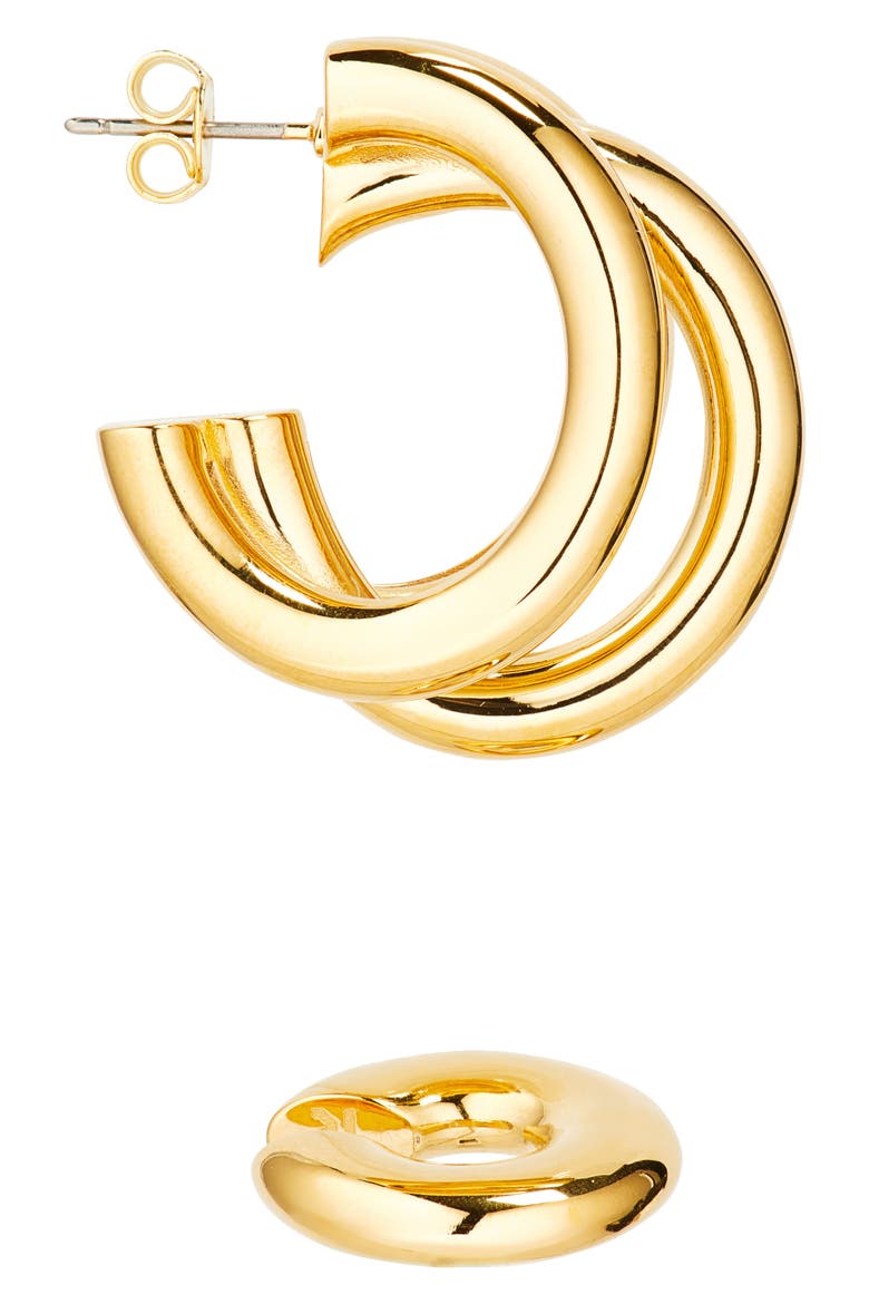 Triple Loop Hoop Earrings & Ear Cuff Set, Alternate, color, GOLD