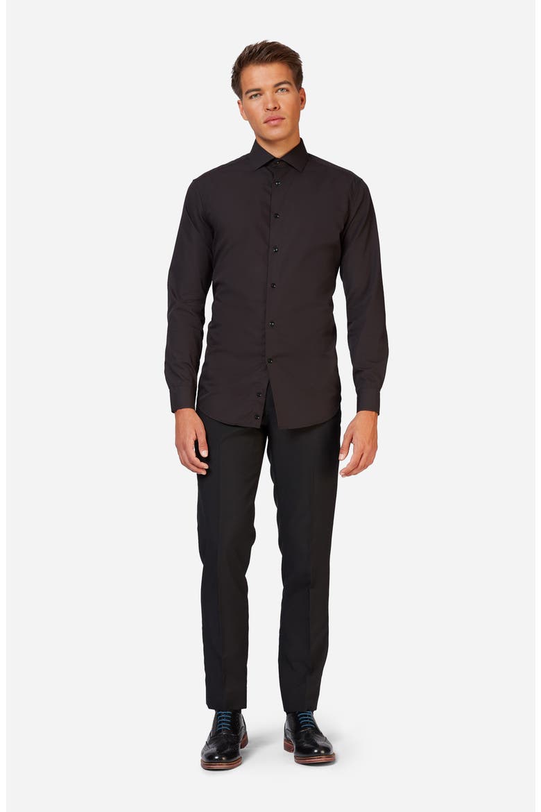 Black Knight Modern Tailored Fit Wrinkle Resistant Button-Up Shirt, Alternate, color, BLACK