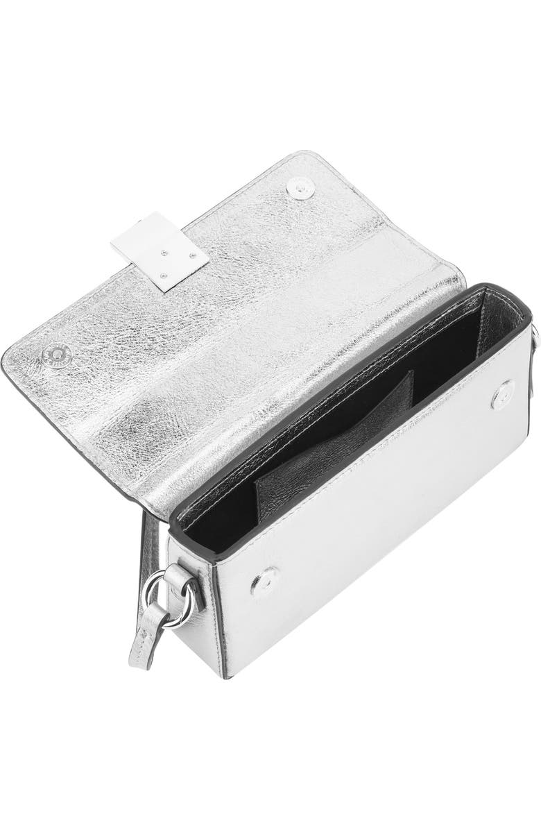 behno Micro Mary Soft Metallic Leather Crossbody Bag, Alternate, color, Silver