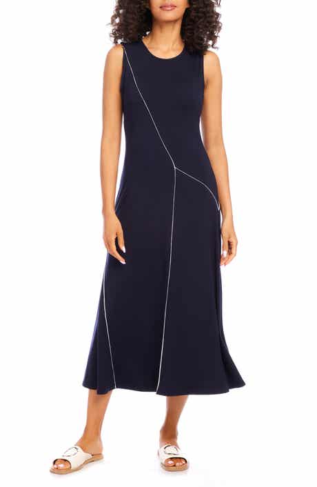 Reverse Seam Sleeveless Midi Dress