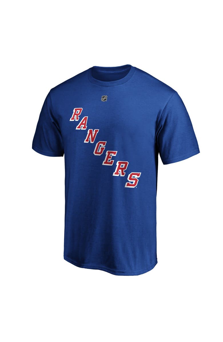FANATICS Men's Fanatics Branded Mika Zibanejad Blue New York Rangers Team Authentic Stack Name & Number T-Shirt, Alternate, color, Blue