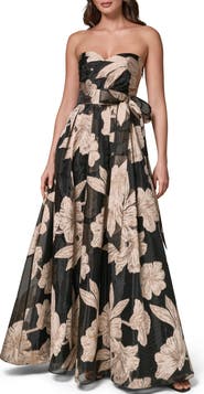 Donna Karan New York Strapless Floral Gown