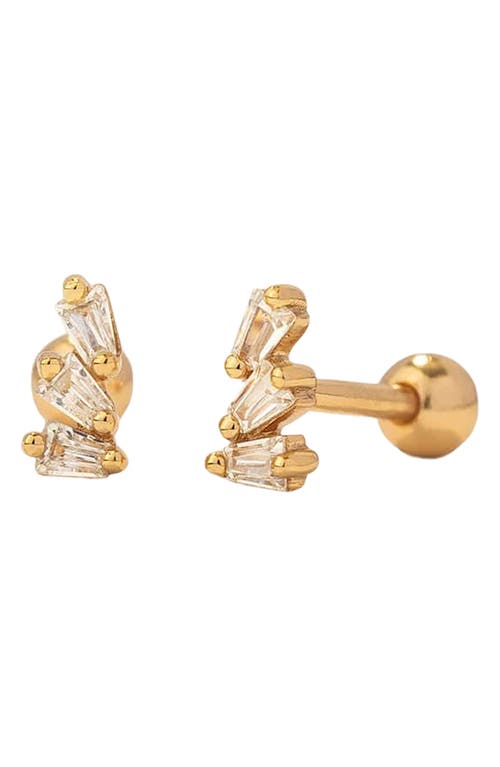 Made By Mary Triple Baguette Stud Earrings In Gold
