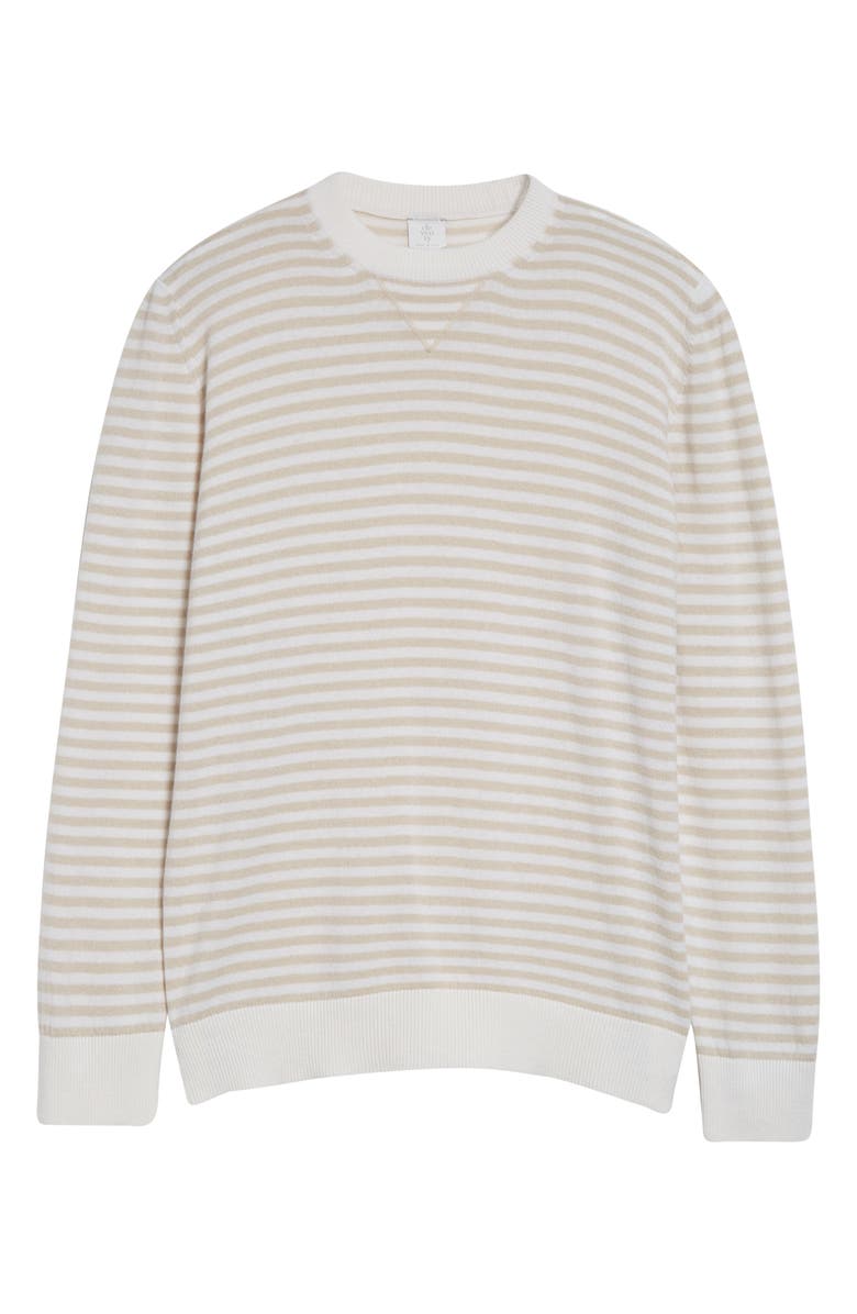 Eleventy Stripe Cashmere Crewneck Sweater, Alternate, color, 01-02 White/ Beige