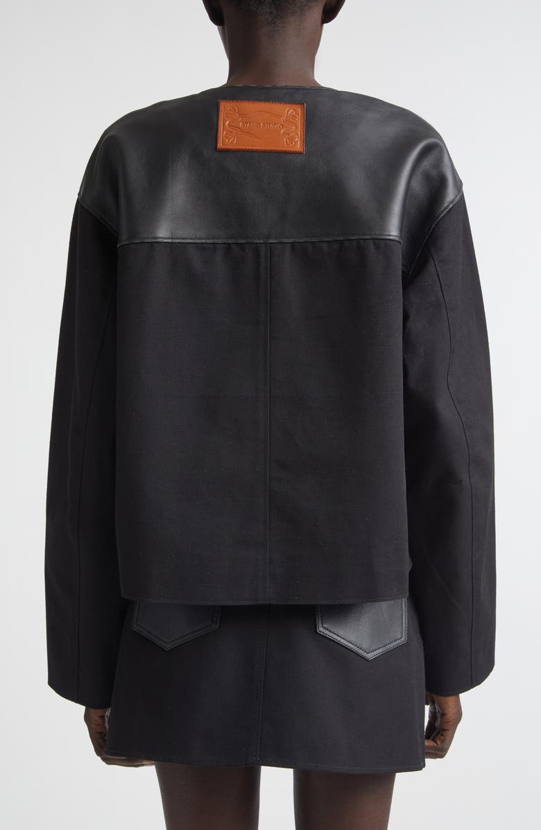 Stand Studio Cleo Cotton Canvas & Leather Jacket, Alternate, color, Black