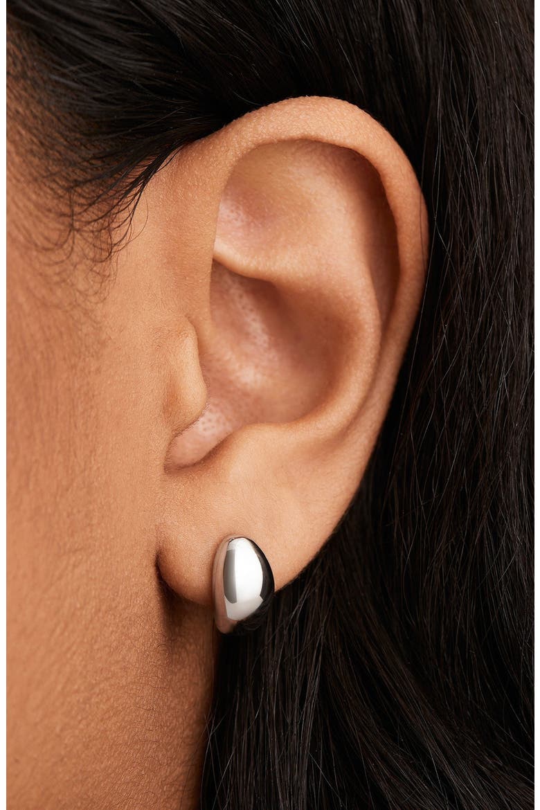 Dôme Huggies Earrings, Alternate, color, Sterling Silver