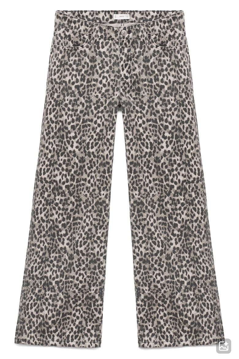 Leopard Print Wide Leg Jeans, Main, color, DENIM GREY