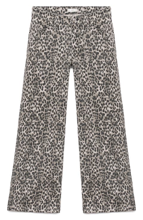 Leopard Print Wide Leg Jeans