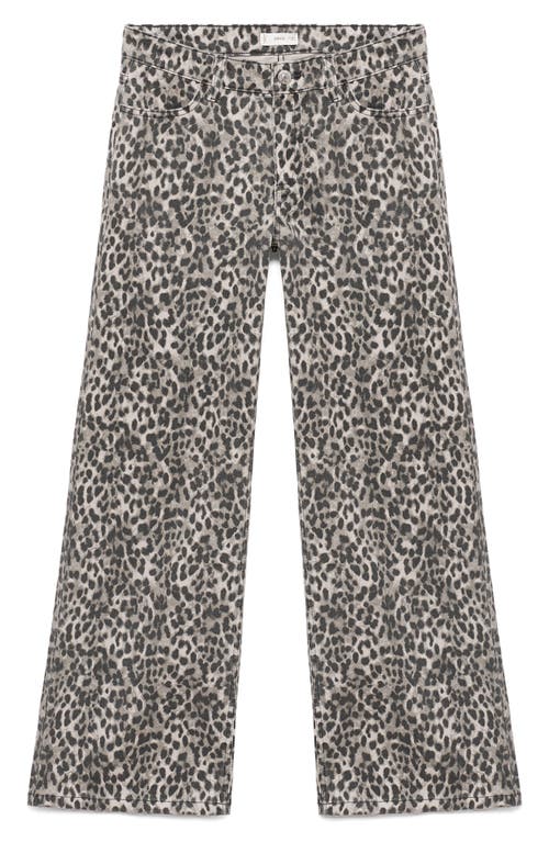 Mango Teen Leopard Print Wide Leg Jeans In Gray