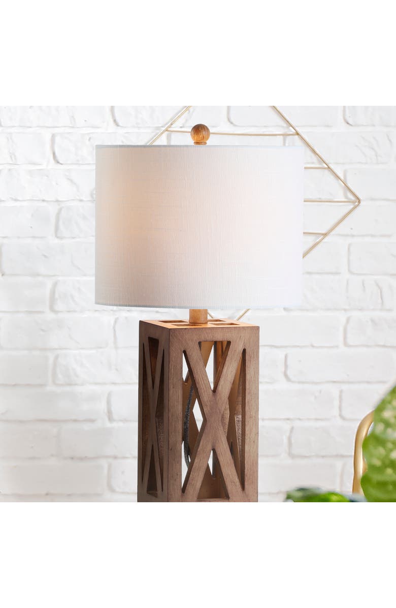 JONATHAN Y Stewart Farmhouse Wood LED Table Lamp, Alternate, color, Brown