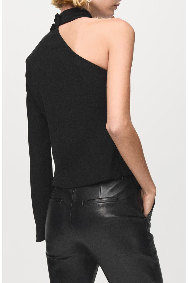 Metal Detail One-Shoulder Top, Alternate, color, BLACK