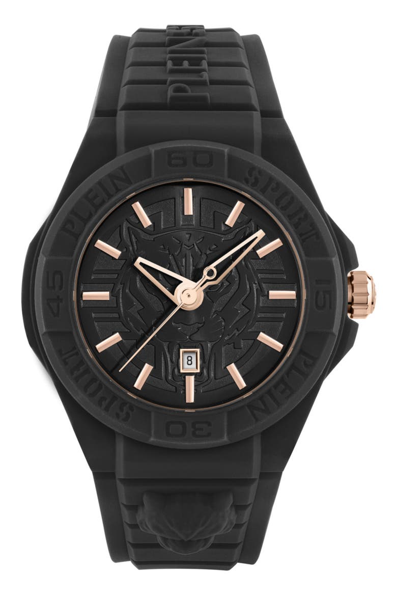 New Fearless Silicon Strap Watch, 46mm, Main, color, BLACK BLACK
