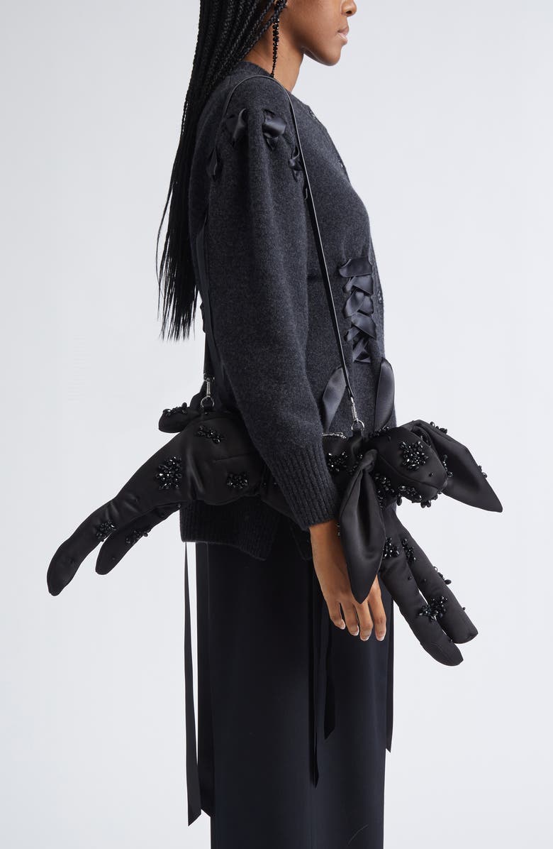 Simone Rocha Hare Embellished Turbo Satin Crossbody Bag, Alternate, color,