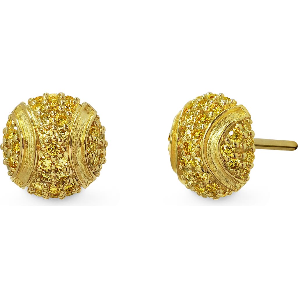 Pascal The Tennis Ball Stud Earring, Yellow Diamond Pavé In Gold