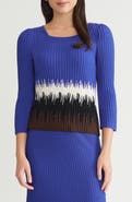 Ming Wang Ribbed Ombré Knit Top