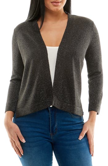 Nina Leonard Open Front Cardigan In Gray