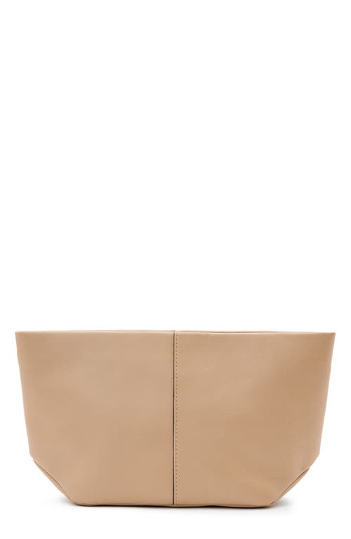 Allsaints Hex Grained Leather East/west Pouch In Mink Brown