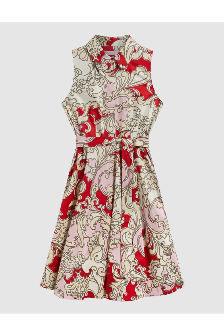Beki Printed Collar Shirt Dress, Alternate, color, Redmulti