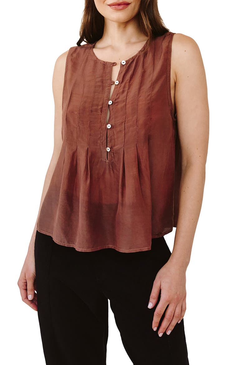 Pintuck Sleeveless Top, Main, color, MOCHA CLOUD