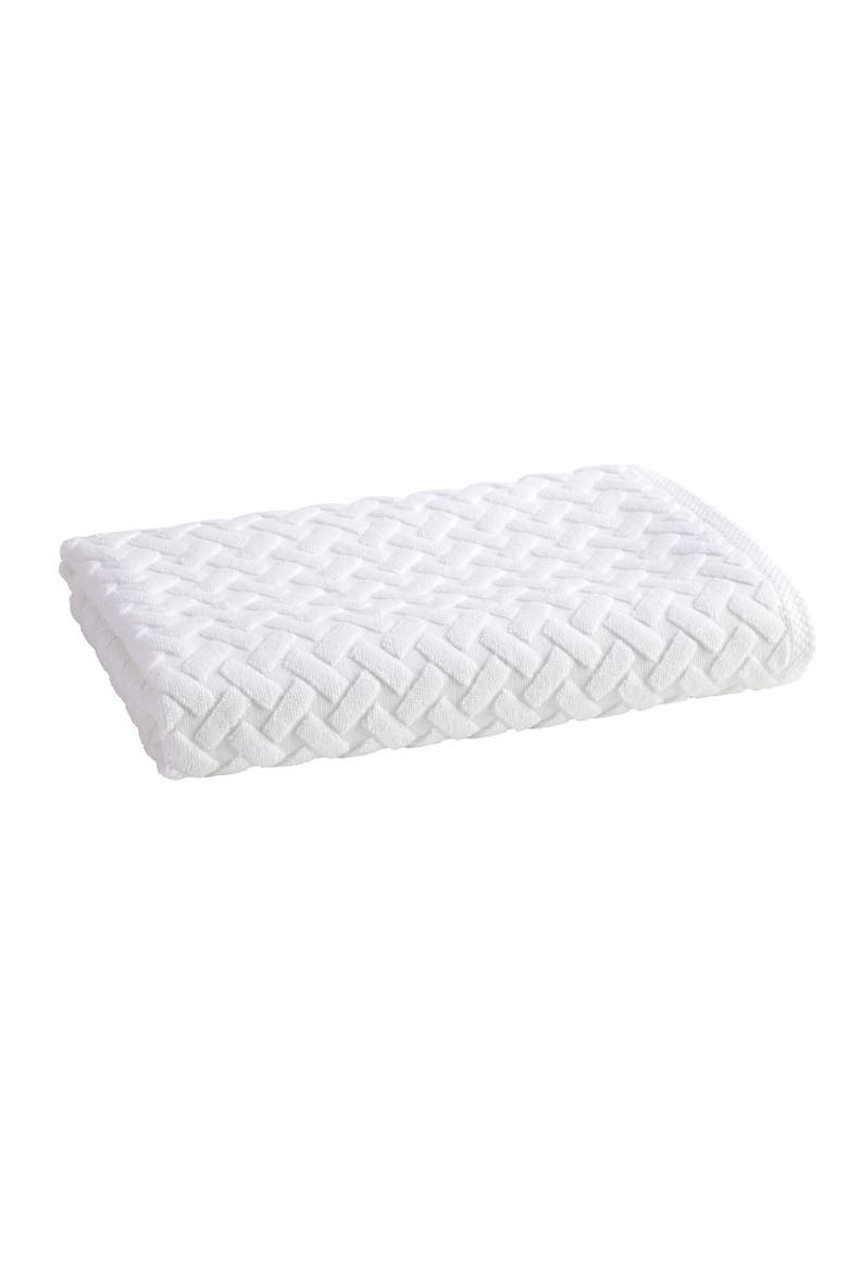 Trellis Textured Cotton Rayon Fibre Blend Soft Bath Towels, Main, color, White