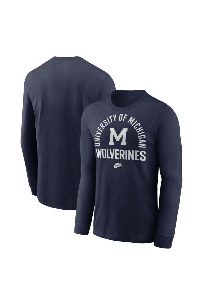 Men's Nike Navy Michigan Wolverines Legacy Arched Logo Long Sleeve T-Shirt, Main, color, Navy
