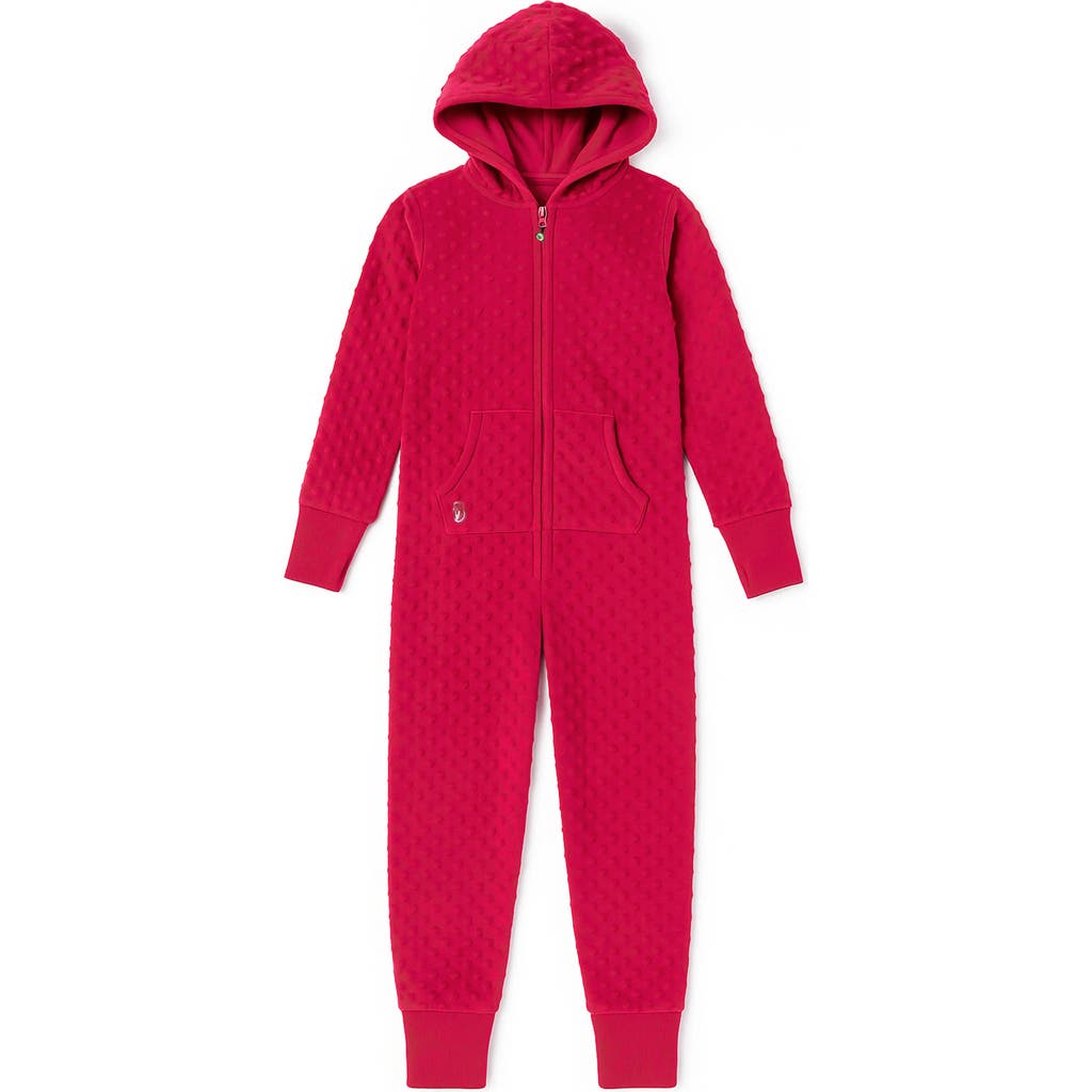 Limeapple Minky Bubble Zip Fleece Romper In Red
