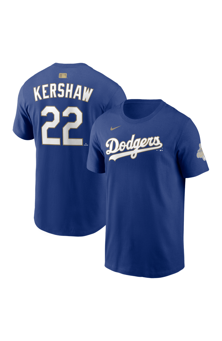 Nike Men's Nike Clayton Kershaw Royal Los Angeles Dodgers 2026 Gold Collection Name & Number T-Shirt, Main, color, 