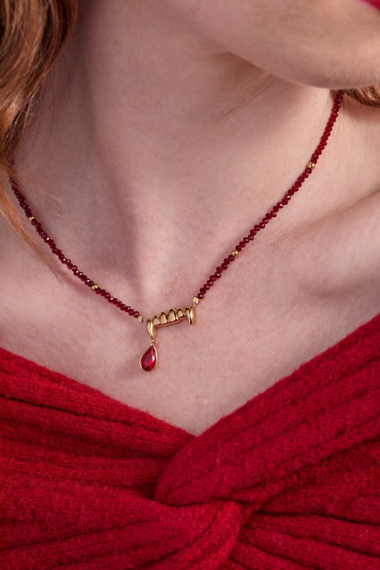 Vampire Teeth Fangs Pendant, Alternate, color, Gold