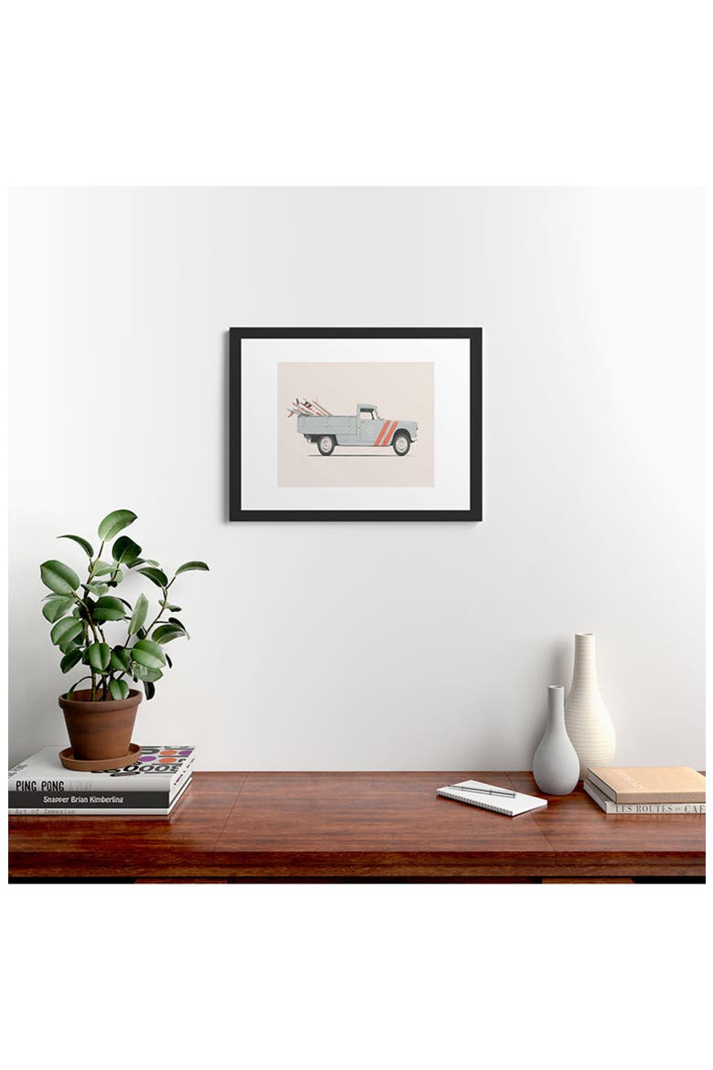 Surfboard Pick Up Van Framed Art Print, Alternate, color, BLACK FRAME 18X24