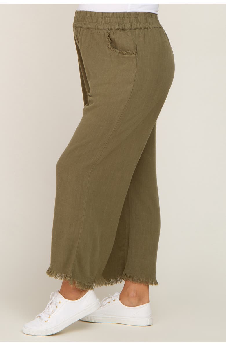 PinkBlush Linen Frayed Hem Crop Pants, Alternate, color, Olive Green