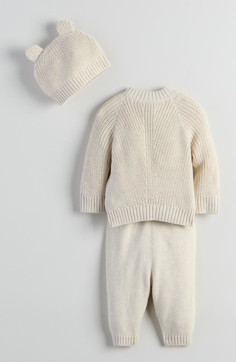 Nordstrom Knit Sweater, Pants & Hat Set, Alternate, color, Beige Oatmeal Heather